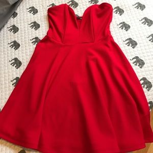 Red mini strapless dress from Lulu’s